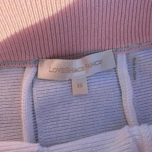 Loveshackfancy White Pleated Golf or Tennis Skirt Roz Pink Blue Stripes